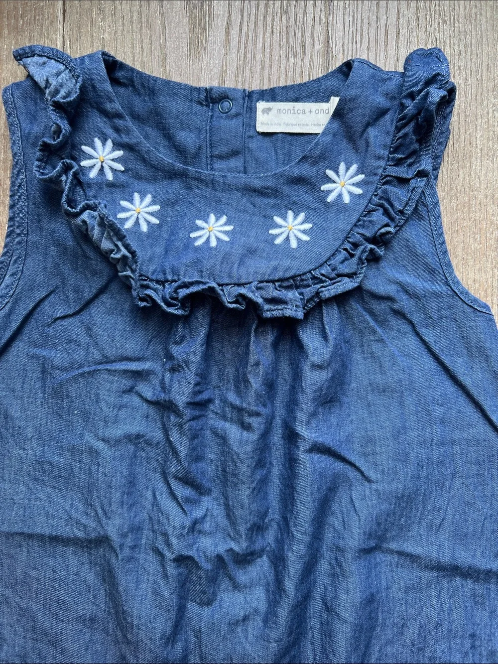 EUC Monica + Andy Embroidered Bib Chanbray Dress